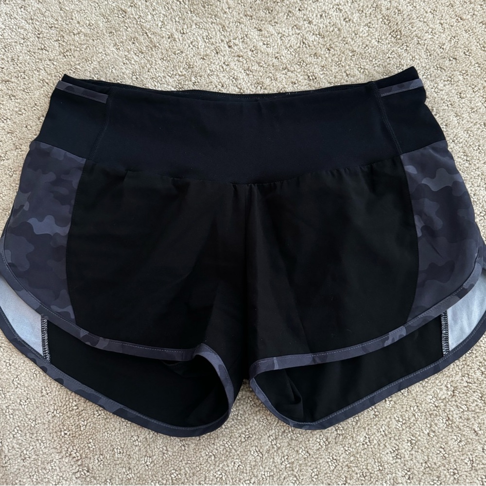 ZYIA camo and black run shorts- size S